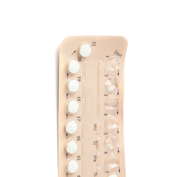 Colorful oral contraceptive pill strips